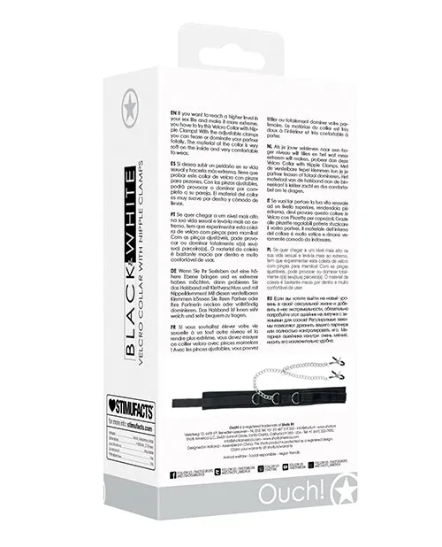 Shots America LLC Anal Shots Ouch Black White Velcro Collar Wnipple Clamps Black