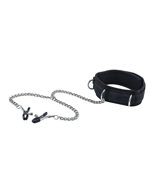 Shots America LLC Anal Shots Ouch Black White Velcro Collar Wnipple Clamps Black