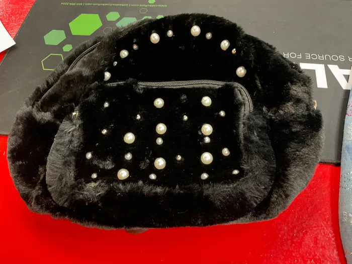 Up4Drea Anal Fuzzy pearl black mini book bag