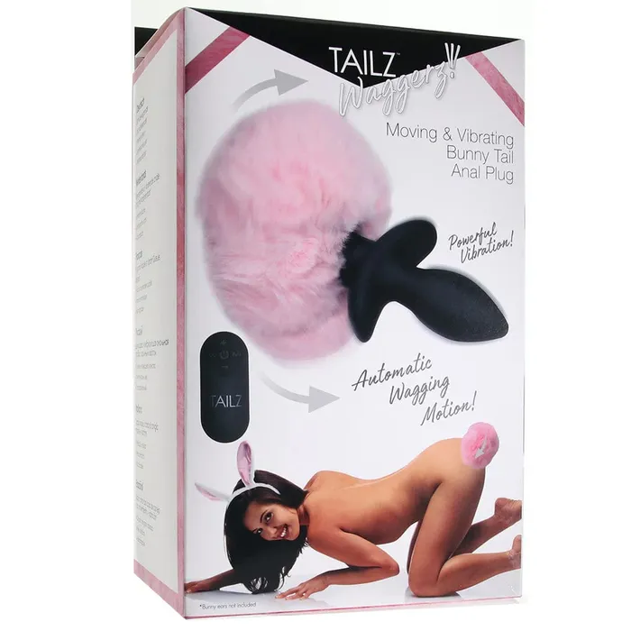 Anal pink cherry XR Brands Tailz Waggerz Moving Vibrating Bunny Tail Butt Plug
