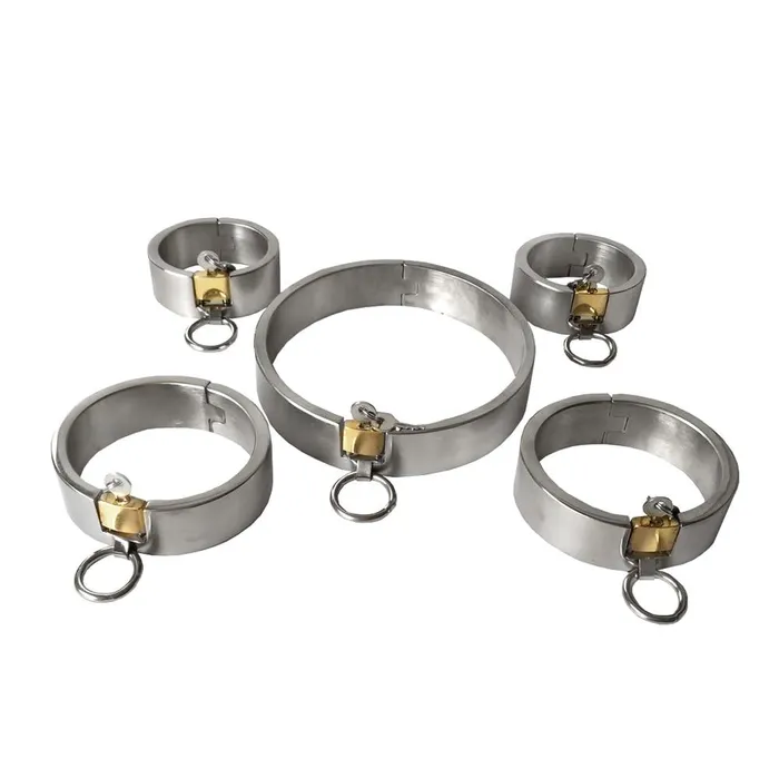 Collars Leashes Stainless Steel Locking Bdsm Handcuffs Collar Shackles Restraints Kit House of Dasein Dildos
