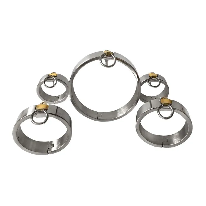 Collars Leashes Stainless Steel Locking Bdsm Handcuffs Collar Shackles Restraints Kit House of Dasein Dildos