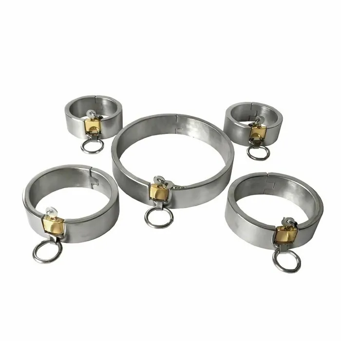 Collars Leashes Stainless Steel Locking Bdsm Handcuffs Collar Shackles Restraints Kit House of Dasein Dildos