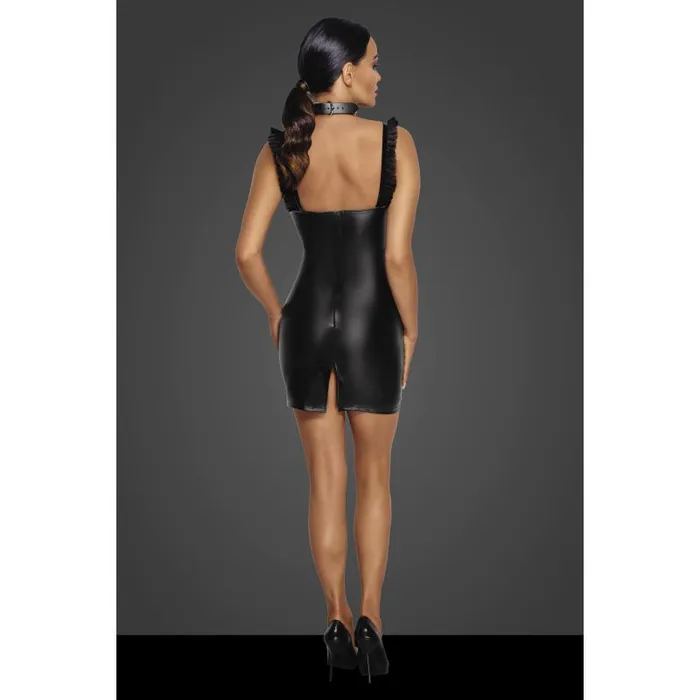 Anal Noir Power Wetlook Short Dress w Front Tulle Inserts Large Black Anal Noir Power Wetlook Short Dress w Front Tulle Inserts Large Black