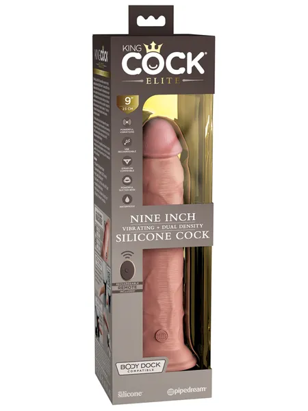 Dildos KING COCK ELITE 9 INCH VIBRATING DUAL DENSITY W REMOTE PIPEDREAM