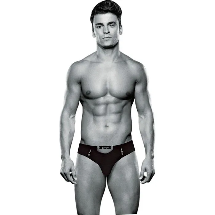 Envy Mens Underwear Bad Boy Thong Black LargeExtra Large with Front Cutout Envy Mens Underwear Bad Boy Thong Black LargeExtra Large with Front Cutout