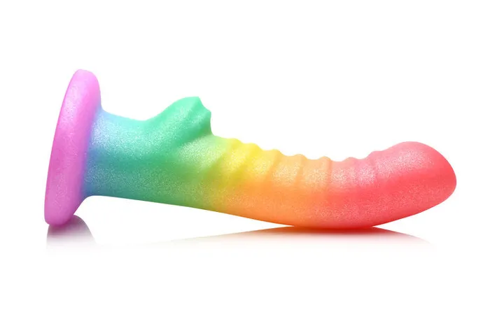 Female Sex Toys Curve Toys Simply Sweet Ribbed 65 in Silicone Rainbow Dildo