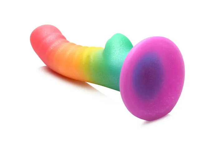 Female Sex Toys Curve Toys Simply Sweet Ribbed 65 in Silicone Rainbow Dildo