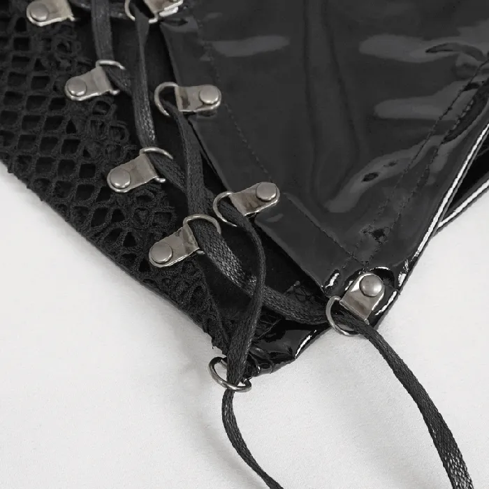 Punk LaceUp Patent Leather Shorts Edgy Zipper Attire EVEs SECRETS Couples