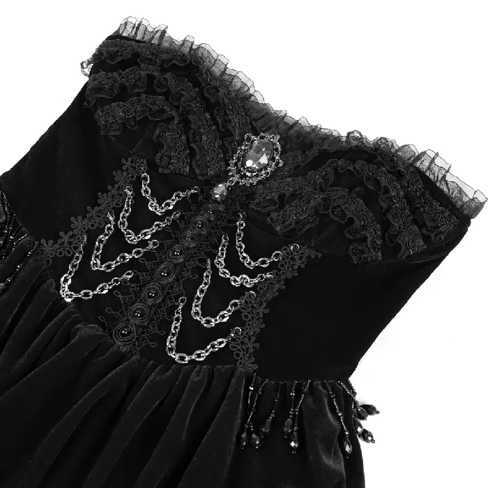 Sophisticated Lace Evening Gown with Chains and Beads EVEs SECRETS Male Sex Toys