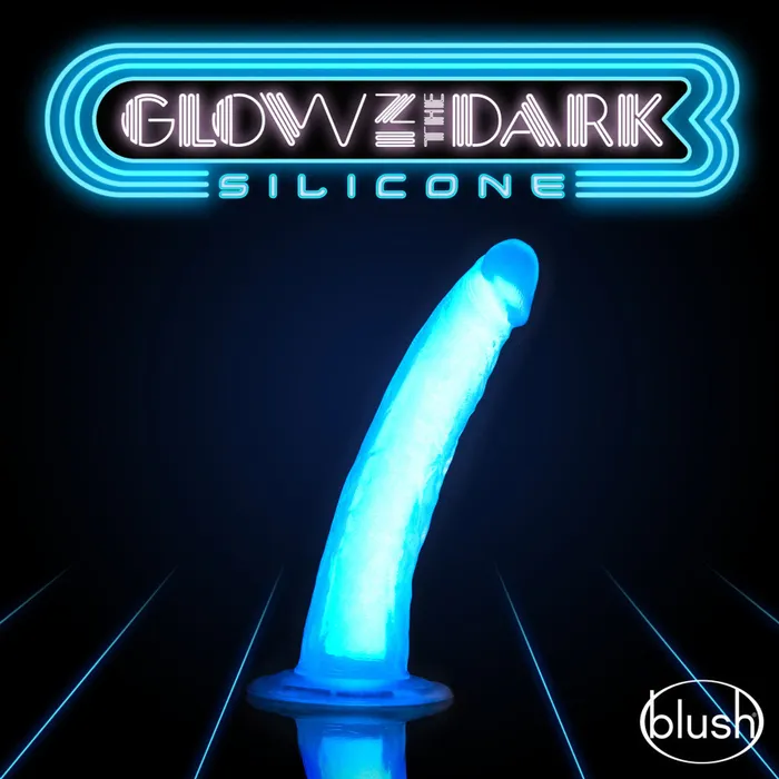 Glow in the Dark Prysm 7 Silicone Dual Density Dildo Neon Blue Blush Dildos