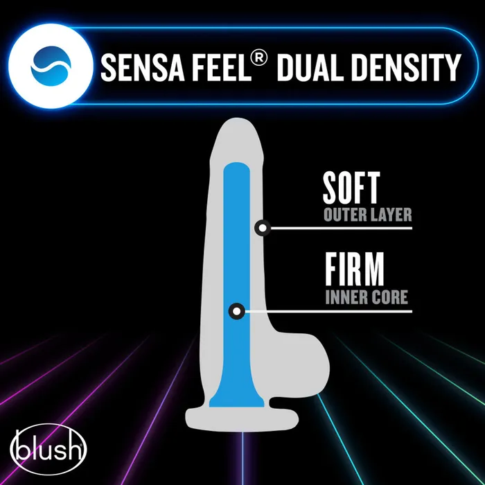 Glow in the Dark Prysm 7 Silicone Dual Density Dildo Neon Blue Blush Dildos