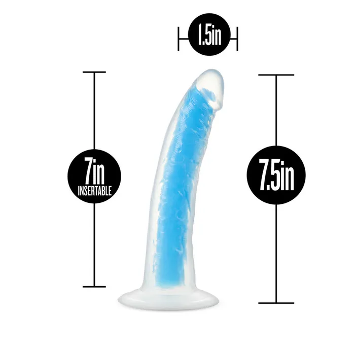 Glow in the Dark Prysm 7 Silicone Dual Density Dildo Neon Blue Blush Dildos