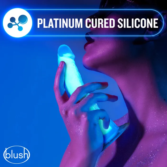 Glow in the Dark Prysm 7 Silicone Dual Density Dildo Neon Blue Blush Dildos