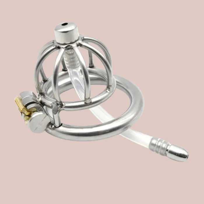 House of Chastity Full Submission With Urethral Insert Metal Chastity Device Male Sex Toys