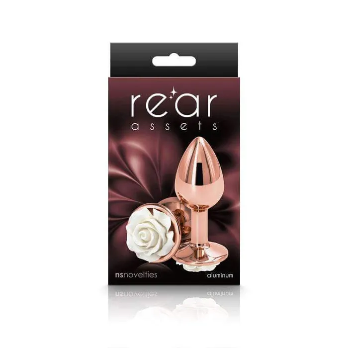 NS Novelties Anal Rear Assets Rose Butt Plug Small White