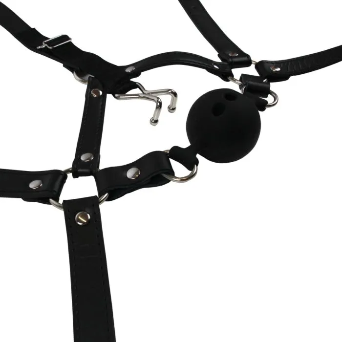 Ouch Xtreme Head Harness with Breathable Ball Gag and Nose Hooks Ouch Male Sex Toys