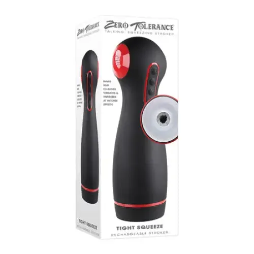 Anal Zero Tolerance Zero Tolerance Tight Squeeze Rechargeable Vibrating Squeezing Talking Stroker TPE BlackRed Anal Zero Tolerance Zero Tolerance Tight Squeeze Rechargeable Vibrating Squeezing Talking Stroker TPE BlackRed