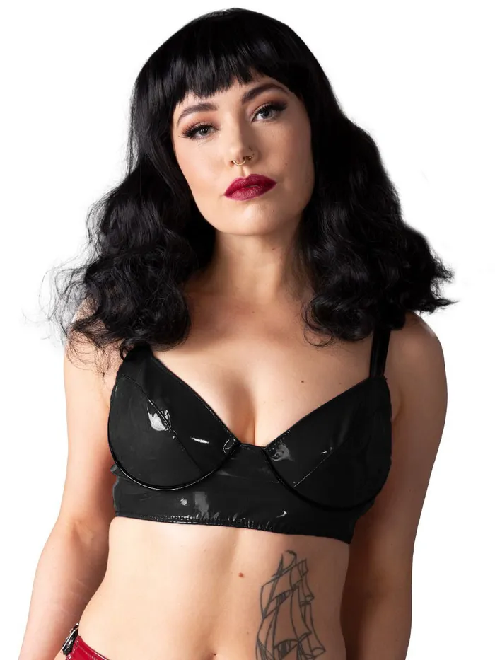 Clearance Sweet Plum PVC Bra Black Size 14 HonourSkintwocom Vibrators