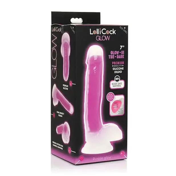 Curve Toys Dildos Lollicock GlowintheDark Silicone Dildo w Balls 7in Purple Curve Toys Dildos Lollicock GlowintheDark Silicone Dildo w Balls 7in Purple