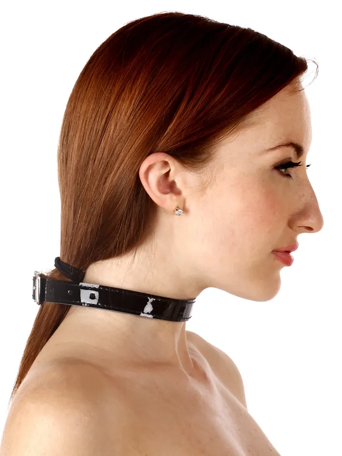 HonourSkintwocom Restraints Patent Leather Buckle Collar in Black HonourSkintwocom Restraints Patent Leather Buckle Collar in Black