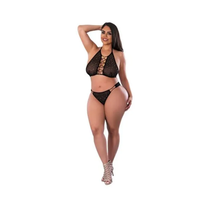 Magic Silk Anal Magic Silk Glitz Glam Halter Bralette and Panty Set Black Queen Size Magic Silk Anal Magic Silk Glitz Glam Halter Bralette and Panty Set Black Queen Size