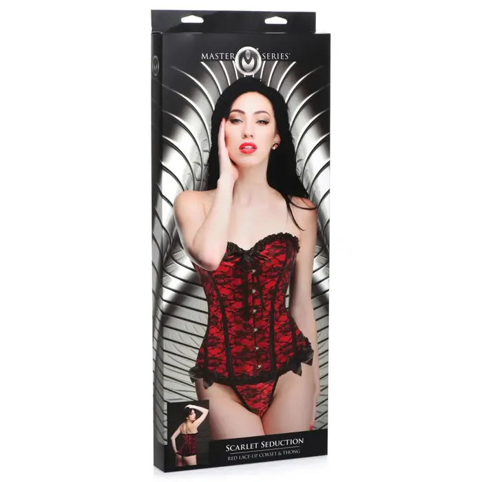 Male Sex Toys Master Series Scarlet Seduction Laceup Corset And Thong Master Series