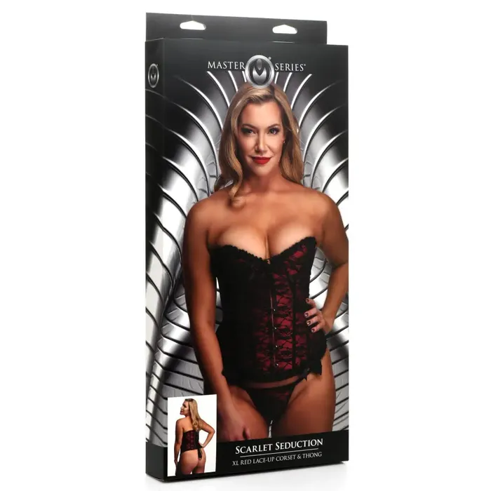 Male Sex Toys Master Series Scarlet Seduction Laceup Corset And Thong Master Series