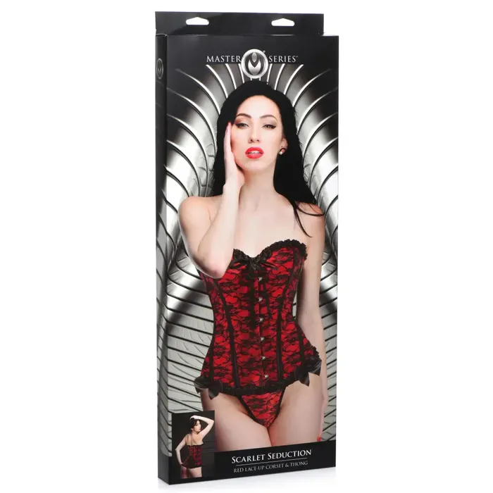 Male Sex Toys Master Series Scarlet Seduction Laceup Corset And Thong Master Series