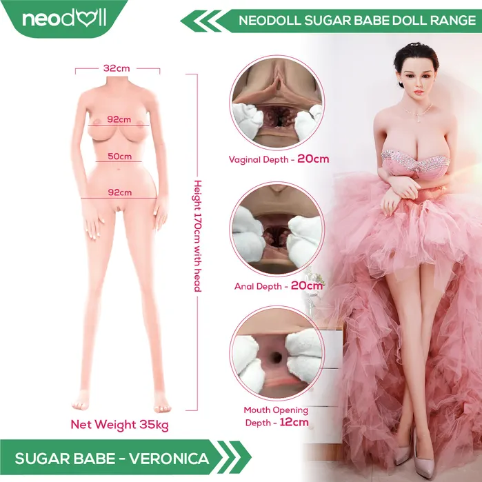 Male Sex Toys Neodoll Sugar Babe Neodoll Sugar Babe Veronica Silicone TPE Hybrid Sex Doll Gel Breast Uterus 170cm Implanted Hair