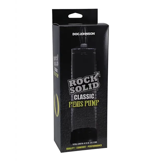 Male Sex Toys Rock Solid Classic Penis Pump BlackClear Doc Johnson
