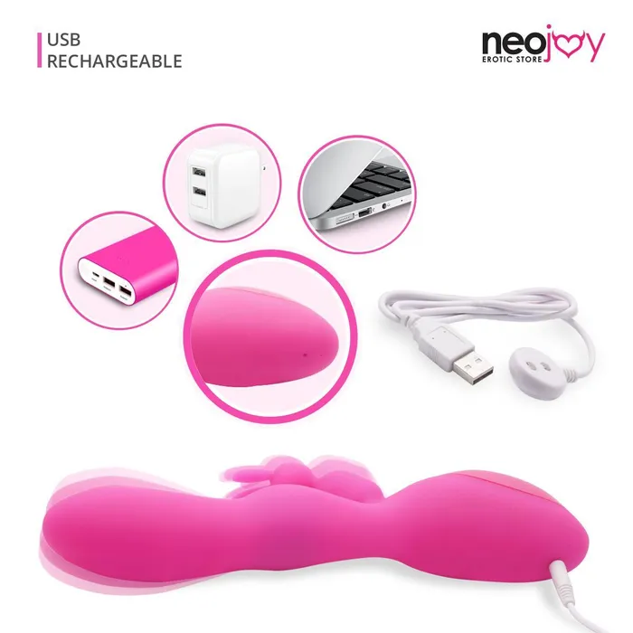Neojoy Female Sex Toys Neojoy Bunny Rabbit Vibrator Silicone USB Rechargeable 12Speed Functions Pink