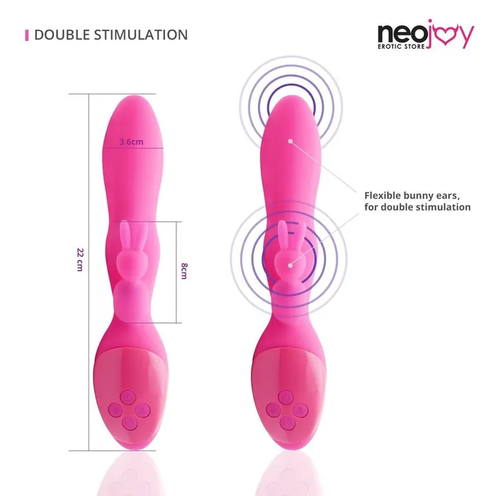 Neojoy Female Sex Toys Neojoy Bunny Rabbit Vibrator Silicone USB Rechargeable 12Speed Functions Pink