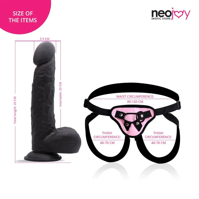 Neojoy Girthy Lover Dildo With StrapOn Dong Black 25cm 98 inch Neojoy Female Sex Toys