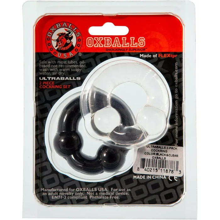 Oxballs Ultraballs Cockring 2 Pack BlackClear Oxballs Anal