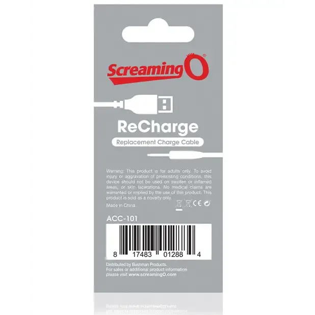 Screaming O ReCharge Charging Cable Screaming O Vibrators Screaming O ReCharge Charging Cable Screaming O Vibrators