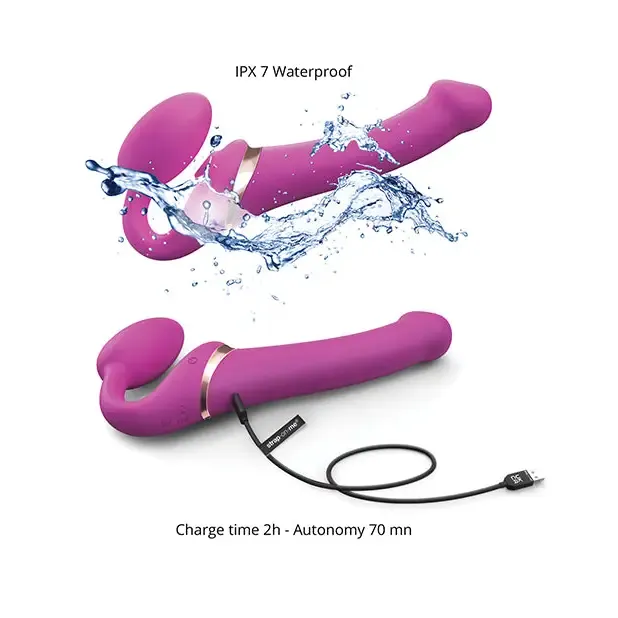 StrapOnMe Rechargeable RemoteControlled Multi Orgasm Bendable StrapOn Fuchsia XL StrapOnMe Female Sex Toys StrapOnMe Rechargeable RemoteControlled Multi Orgasm Bendable StrapOn Fuchsia XL StrapOnMe Female Sex Toys