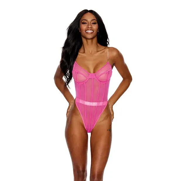 Vibrators Mesh Underwire Teddy Hot Pink Xxl Shirley of Hollywood