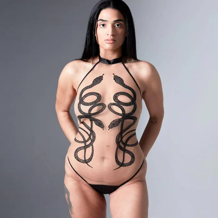 Anal Thistle Spire Medusa Bodysuit Black and Biscotti