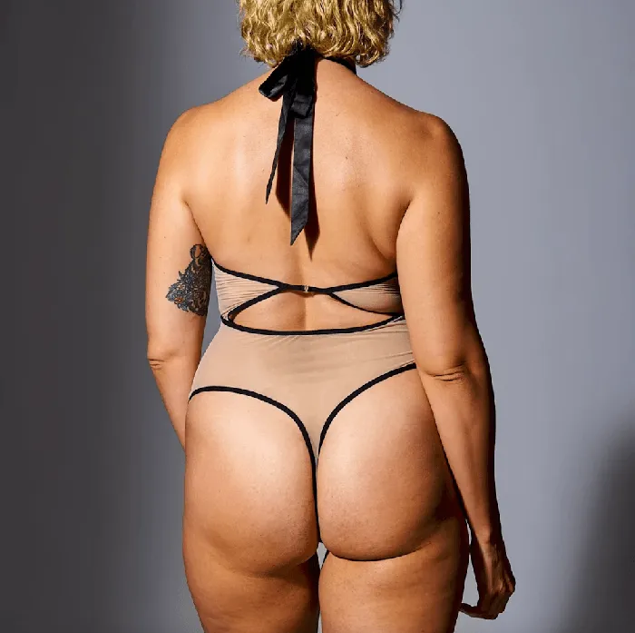 Anal Thistle Spire Medusa Bodysuit Black and Biscotti