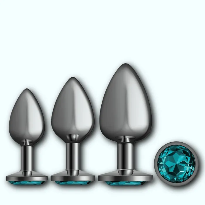 Cheeky Charms Anal Cheeky Charms Metal Butt Plug Gunmetal Anal Trainer Kit Teal