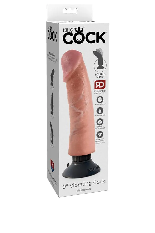 Dildos Pipedream Pipedream King Cock Vibrating Realistic Cock 9 inch Beige