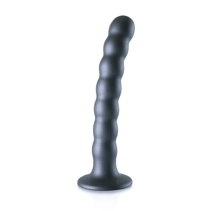 Dildos Shots Toys Shots Ouch Liquid Silicone Beaded GSpot 65 Inch Dildo Gun Metal