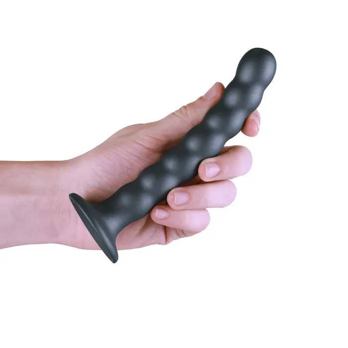 Dildos Shots Toys Shots Ouch Liquid Silicone Beaded GSpot 65 Inch Dildo Gun Metal