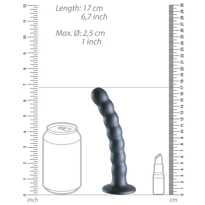 Dildos Shots Toys Shots Ouch Liquid Silicone Beaded GSpot 65 Inch Dildo Gun Metal
