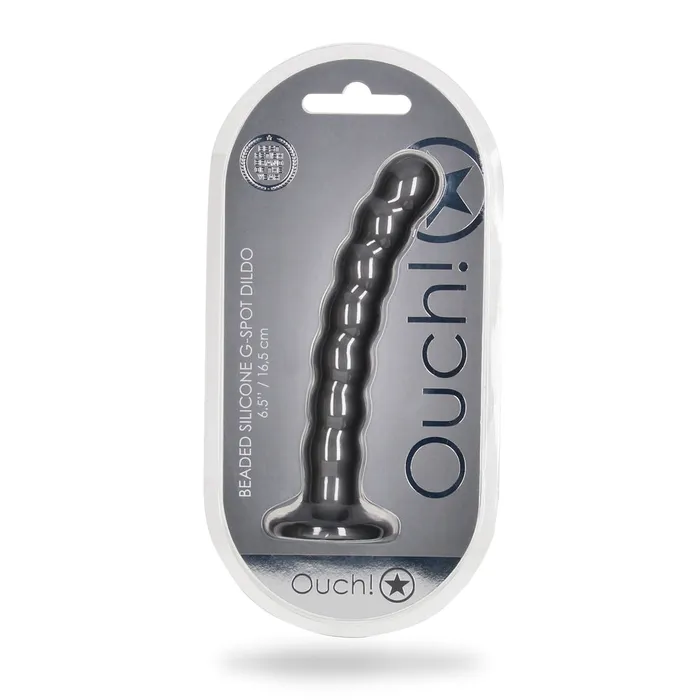 Dildos Shots Toys Shots Ouch Liquid Silicone Beaded GSpot 65 Inch Dildo Gun Metal