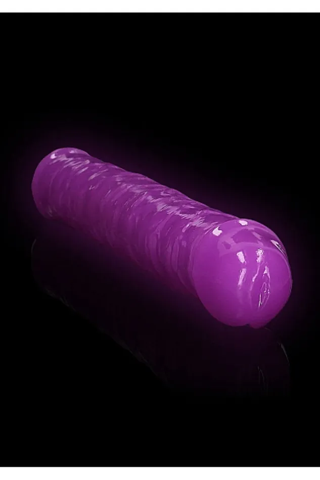 Dildos Shots Toys Shots Toys RealRock 15 Glow in the Dark Double Dong Purple