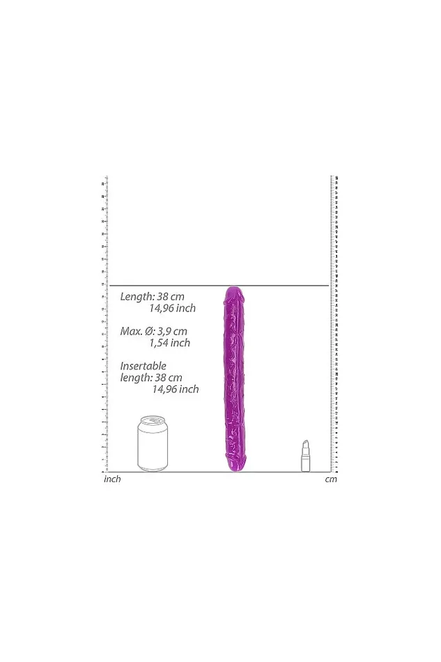 Dildos Shots Toys Shots Toys RealRock 15 Glow in the Dark Double Dong Purple