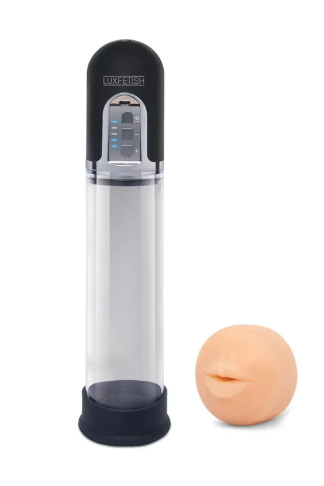 Electric Eel Anal Electric Eel Lux Fetish 2in1 Blowjob Auto Sucker Penis Enlarger Pump ClearBlack
