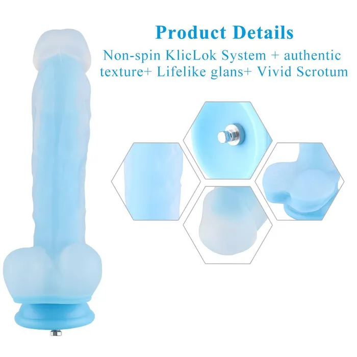 Hismith Silicone 96 Inch KlicLok Dildo Fluorescence Blue HiSmith Anal